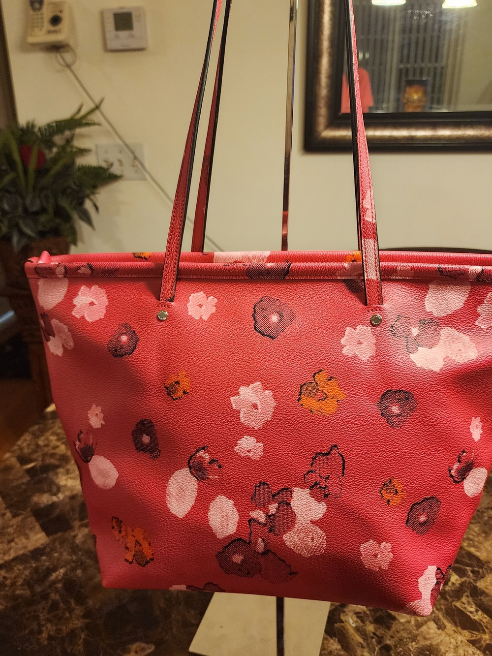 Coach Floral Print Limited Edition Pink Shopper Tote With Matching Wristlet 2pc. - Picture 4 of 16